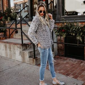 Snow Fluff Fuzzy Half Zip Pullover Sweater Sherpa